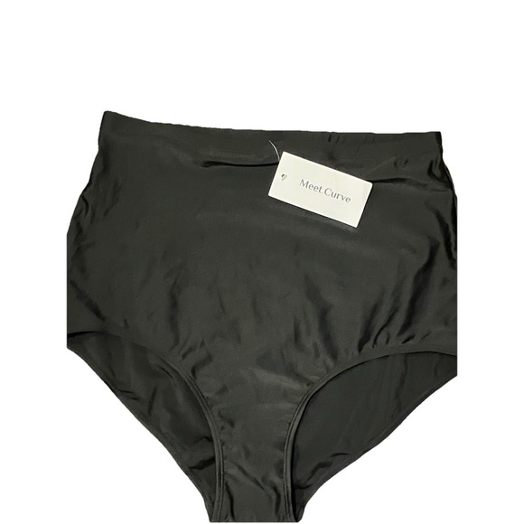 Meet.Curve Swimsuit 2 Piece XL High Waist Bottom Halter Top NWT Black - Picture 4 of 7